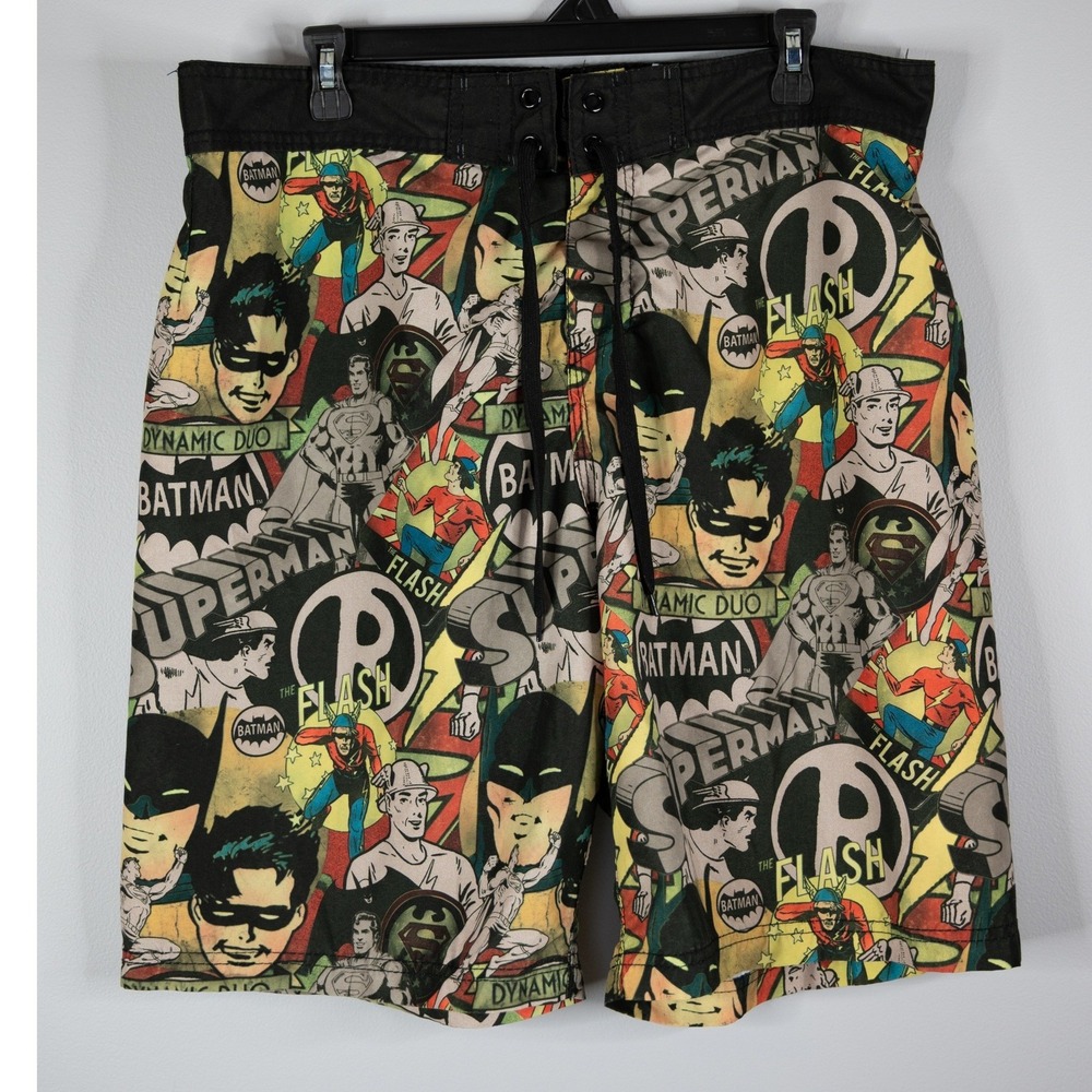 DC Comics Justice League Swim Surf Trunks Mens XL AOP Board Shorts